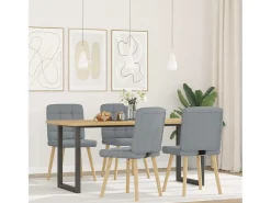 Sillas de comedor 4 unidades tela gris claro