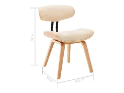 Sillas de comedor 2 unidades madera curvada y cuero sintético crema