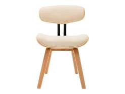 Sillas de comedor 2 unidades madera curvada y cuero sintético crema