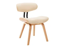 Sillas de comedor 2 unidades madera curvada y cuero sintético crema