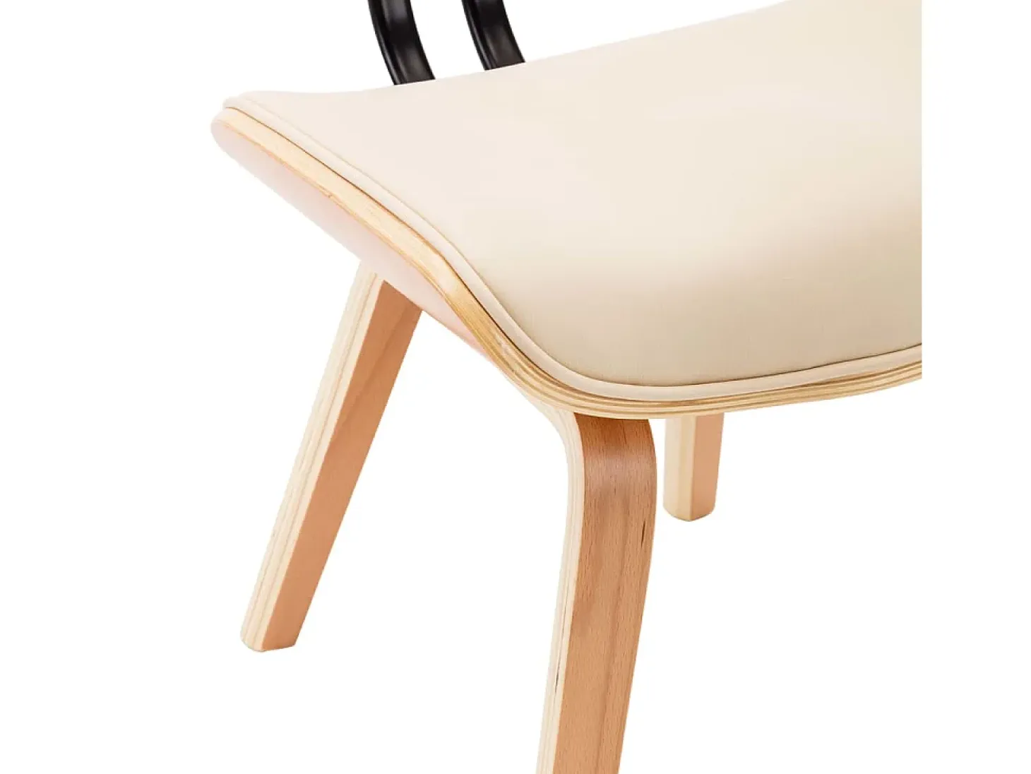 Sillas de comedor 2 unidades madera curvada y cuero sintético crema