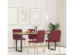 Sillas de comedor 4 unidades tela rojo tinto