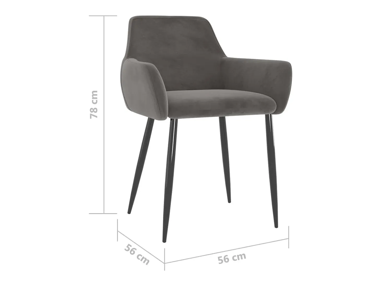 Sillas de comedor 2 unidades terciopelo gris oscuro