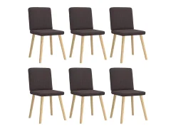 Sillas de comedor 6 unidades tela marrón oscuro