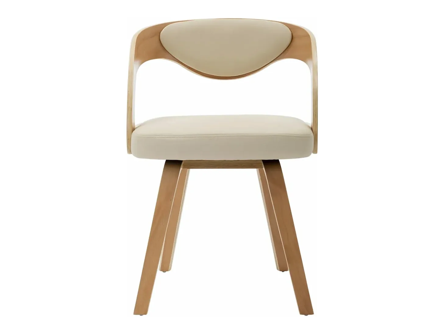 Sillas de comedor 4 unidades madera curvada y cuero sintético crema