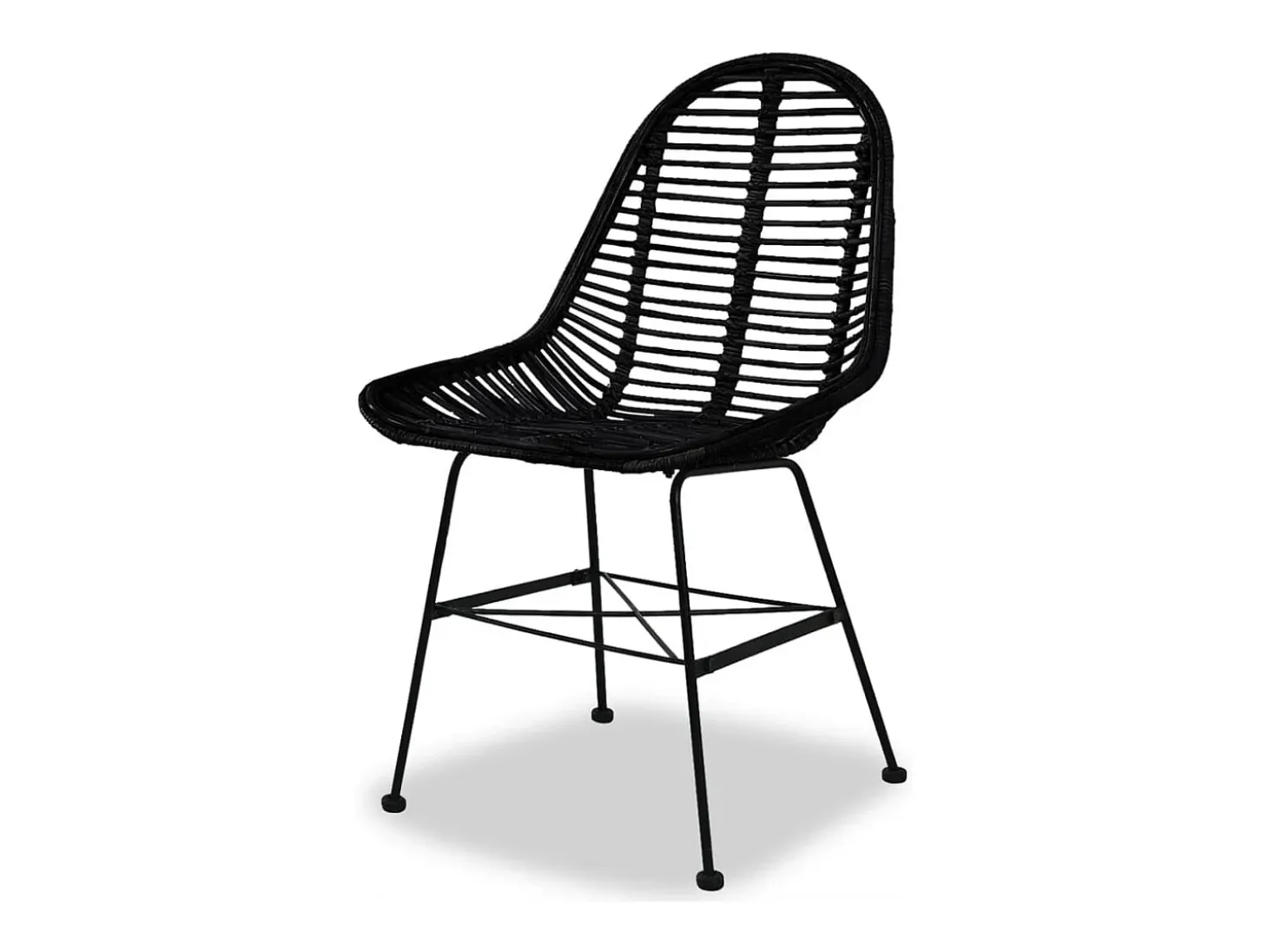 Sillas de comedor 4 unidades de ratán natural negro