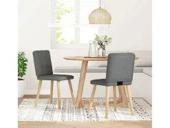 Sillas de comedor 2 unidades tela gris oscuro