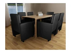Sillas de comedor 6 unidades cuero sintético negro