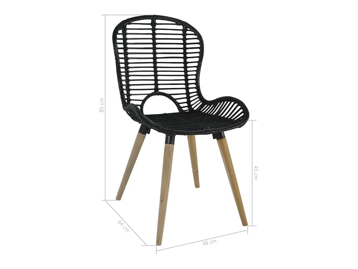 Sillas de comedor 6 unidades de ratán natural negro