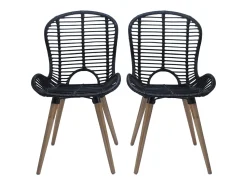 Sillas de comedor 6 unidades de ratán natural negro