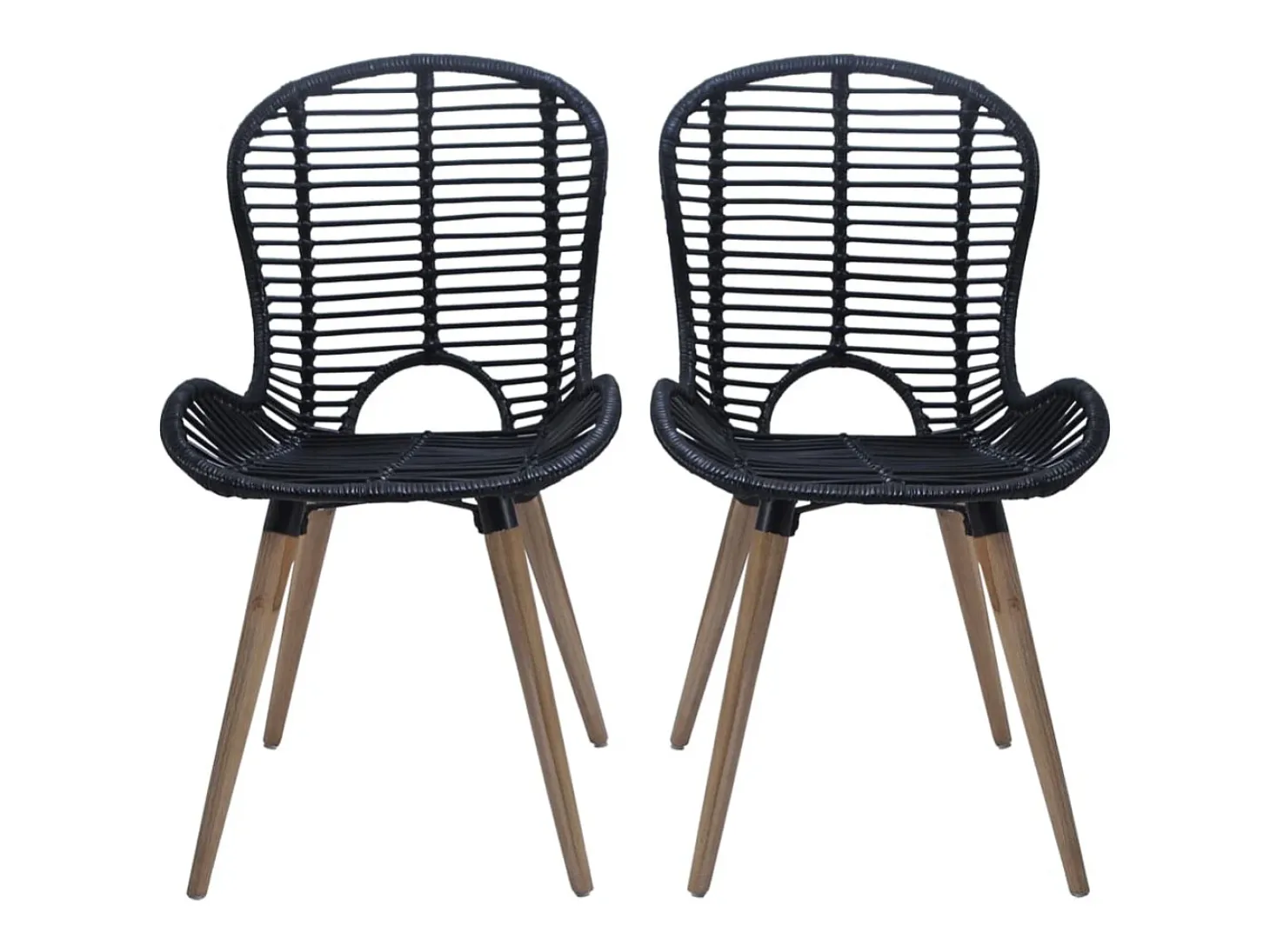 Sillas de comedor 6 unidades de ratán natural negro