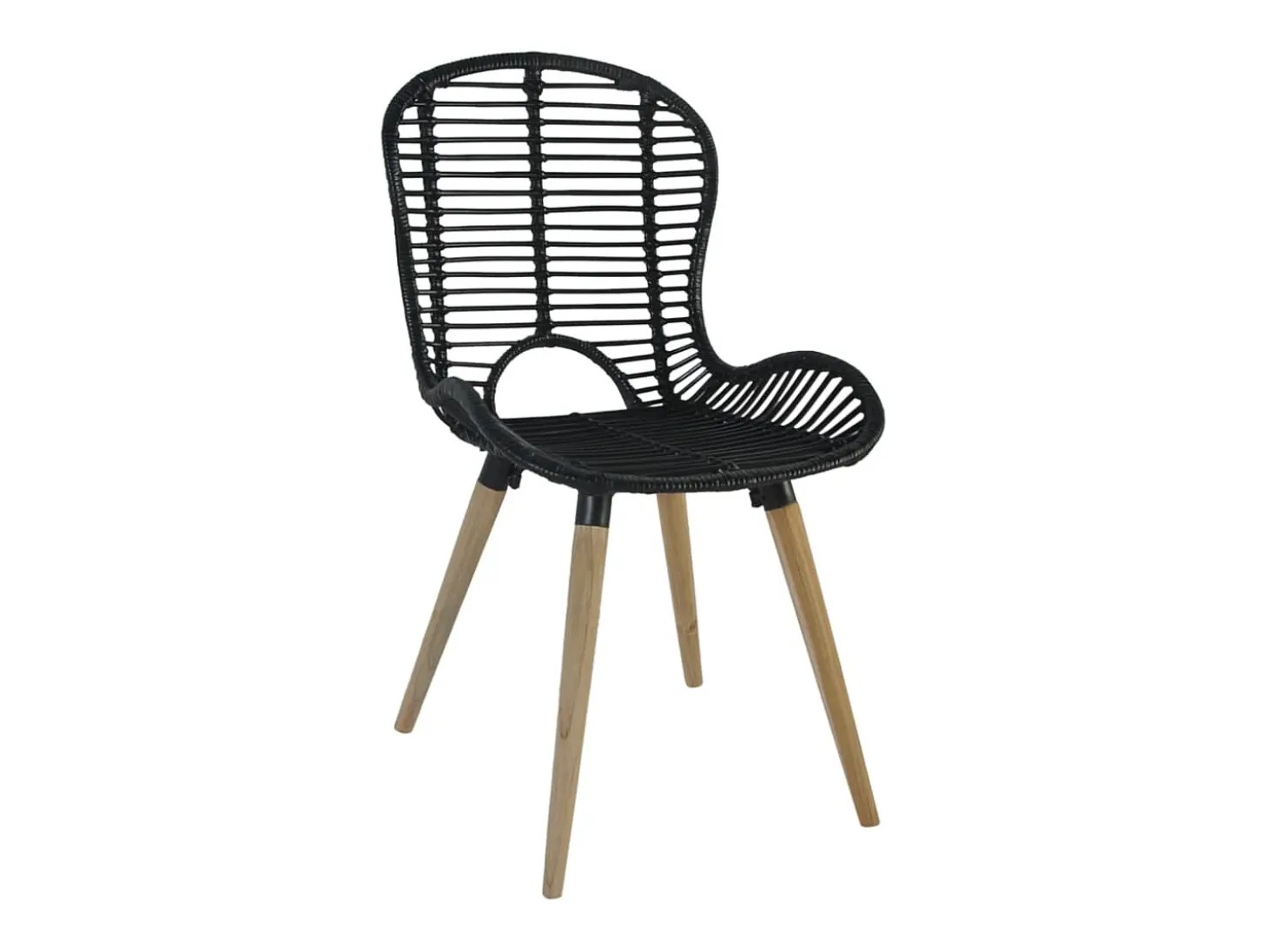 Sillas de comedor 6 unidades de ratán natural negro