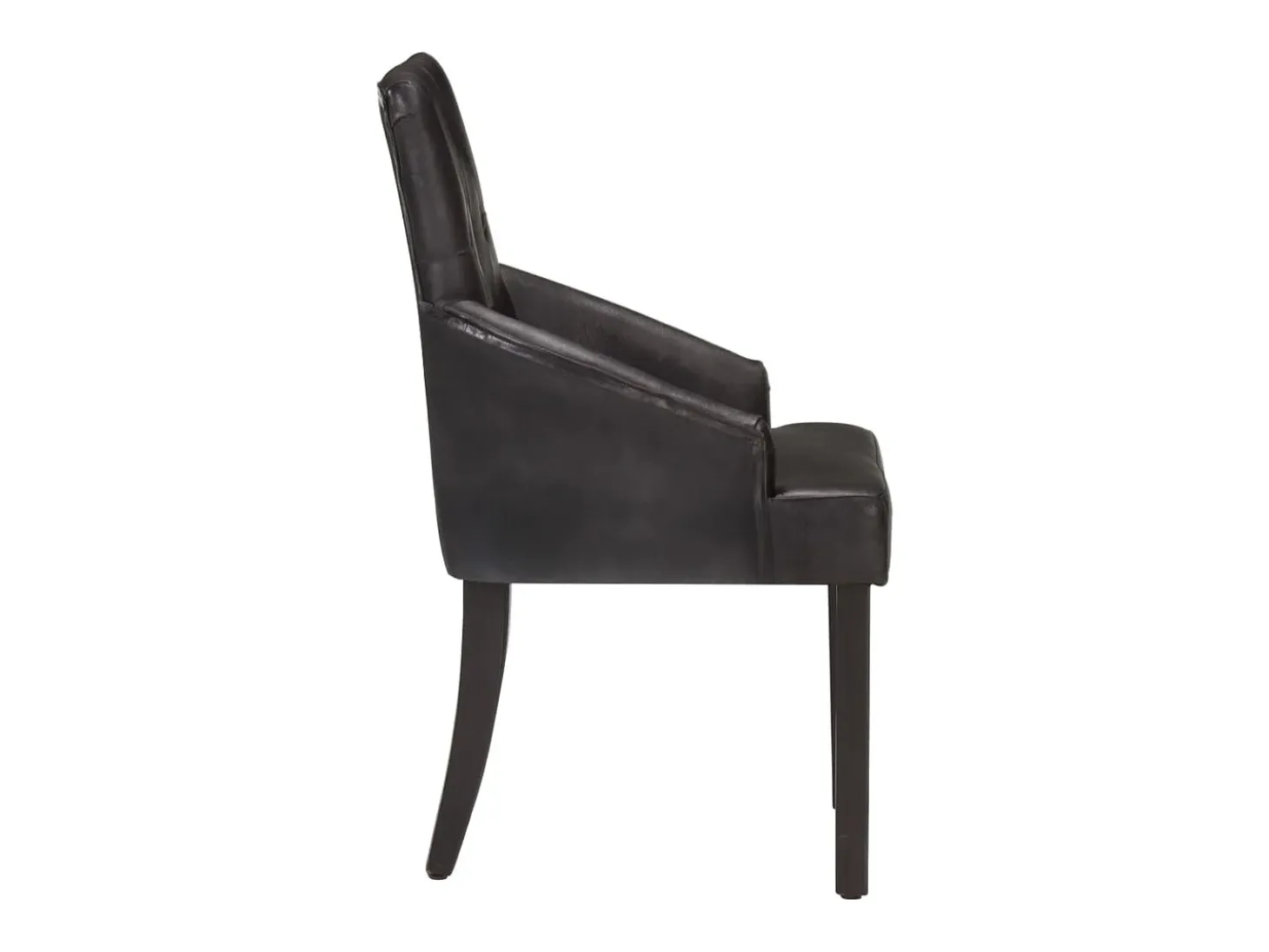 Sillas de comedor 4 unidades cuero auténtico de cabra negro