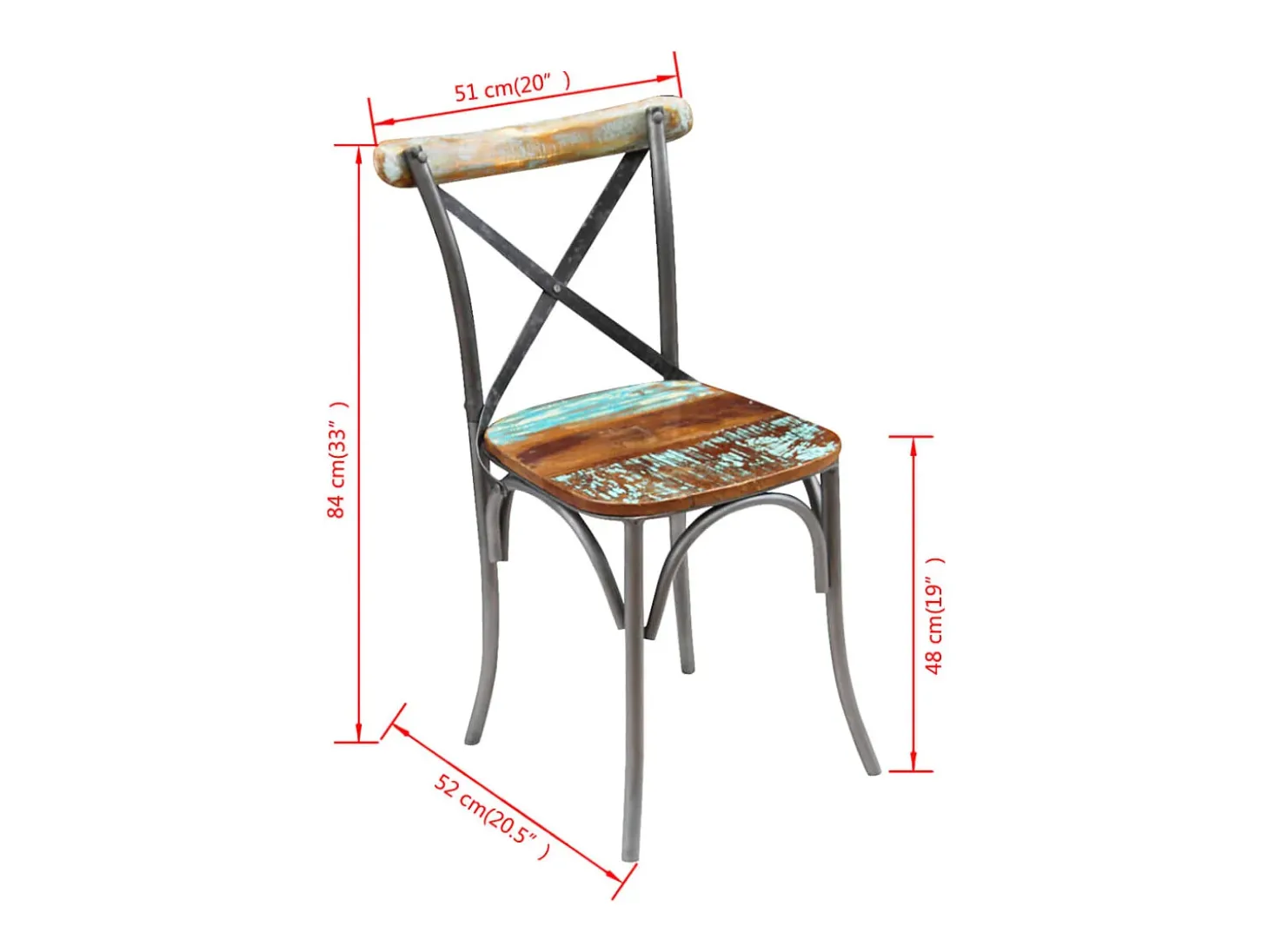 Sillas de comedor 4 unidades madera maciza reciclada