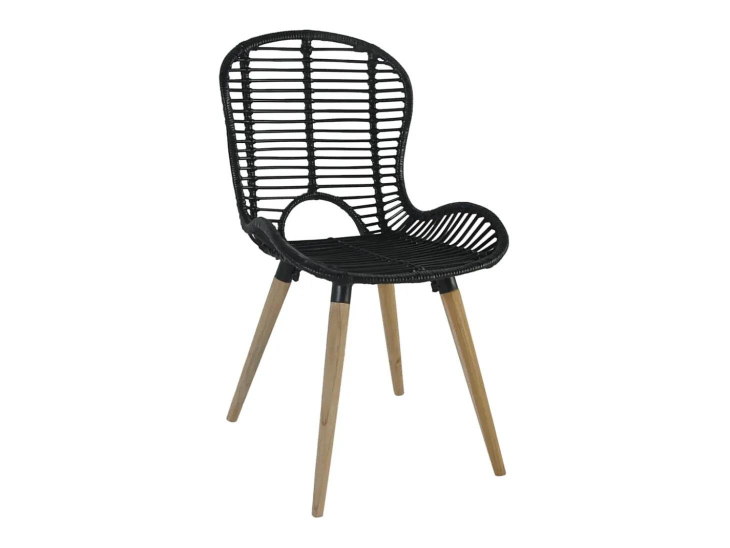 Sillas de comedor 2 unidades ratán natural negro