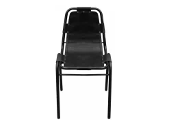 Sillas de comedor 2 unidades cuero auténtico negro