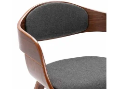 Sillas de comedor 2 unidades madera curvada y tela gris
