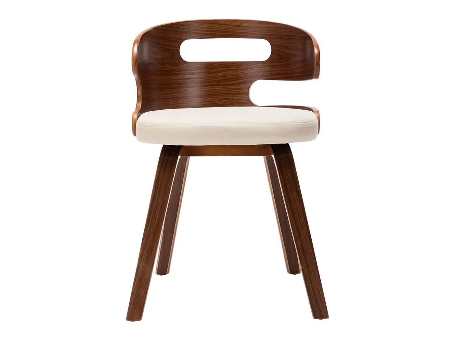 Sillas de comedor 4 unidades madera curvada y cuero sintético crema