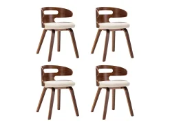 Sillas de comedor 4 unidades madera curvada y cuero sintético crema