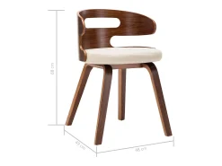 Sillas de comedor 4 unidades madera curvada y cuero sintético crema