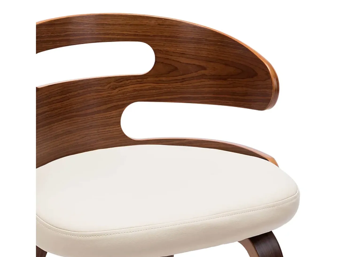 Sillas de comedor 4 unidades madera curvada y cuero sintético crema