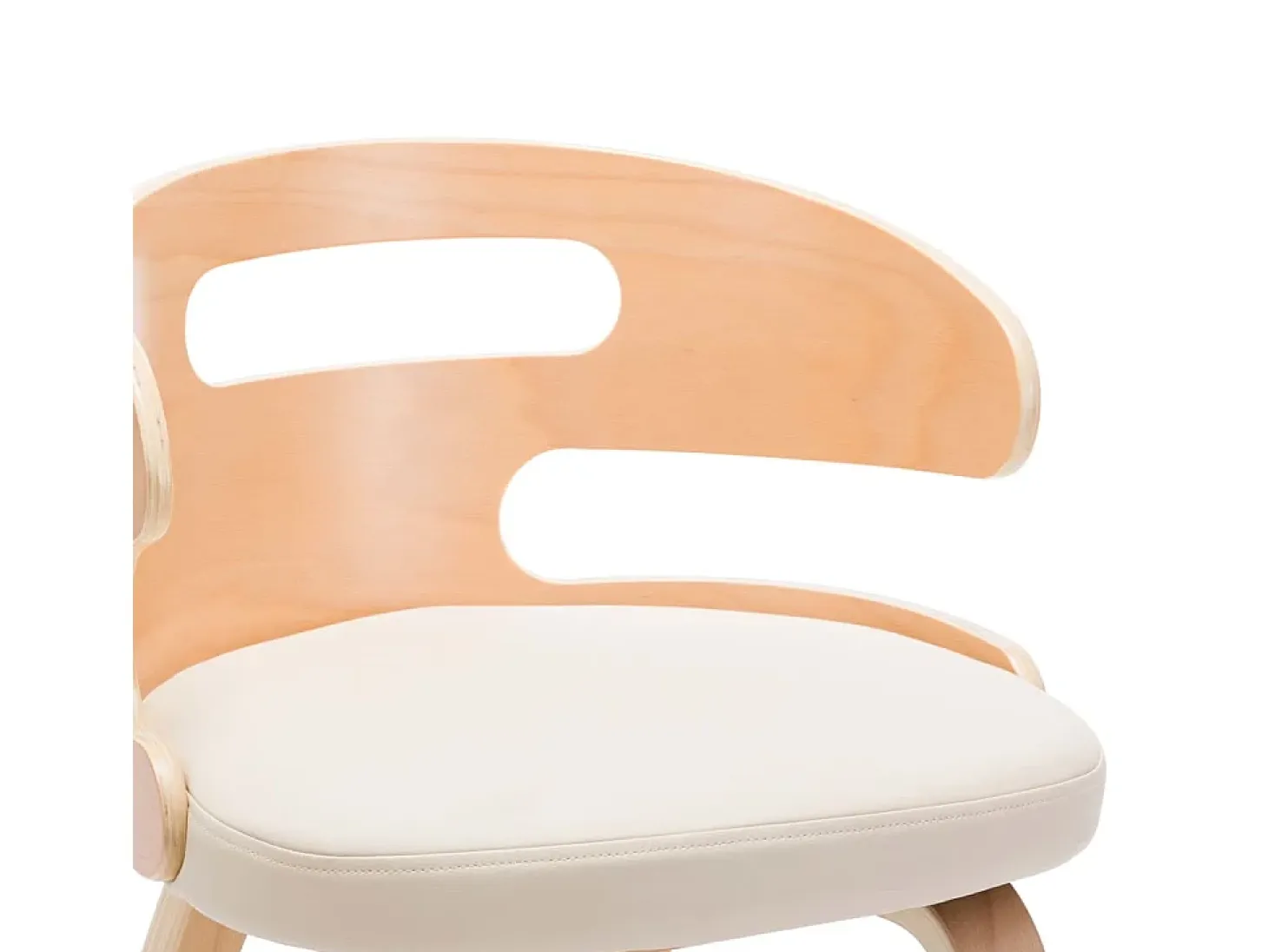 Sillas de comedor 4 unidades madera curvada y cuero sintético crema