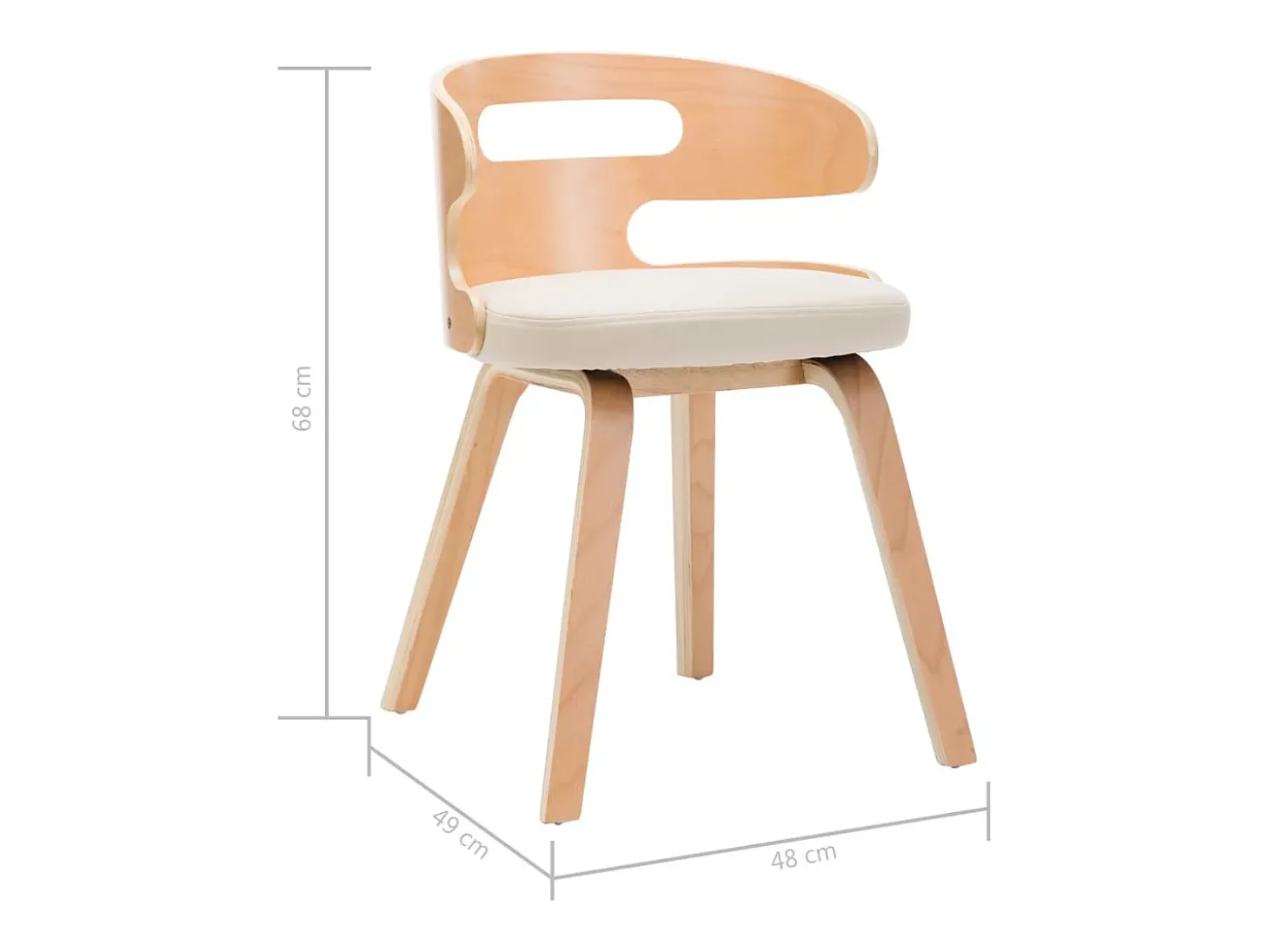 Sillas de comedor 4 unidades madera curvada y cuero sintético crema