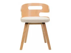 Sillas de comedor 4 unidades madera curvada y cuero sintético crema