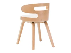 Sillas de comedor 4 unidades madera curvada y cuero sintético crema