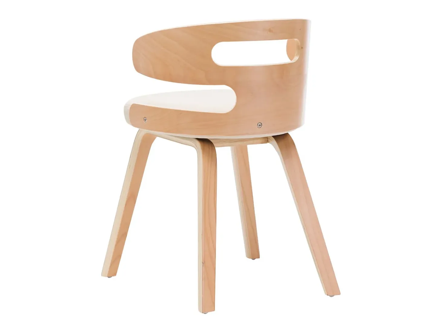 Sillas de comedor 4 unidades madera curvada y cuero sintético crema