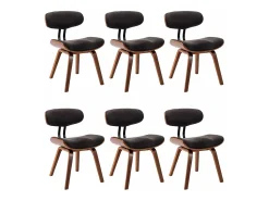 Sillas de comedor 6 unidades madera curvada gris y tela