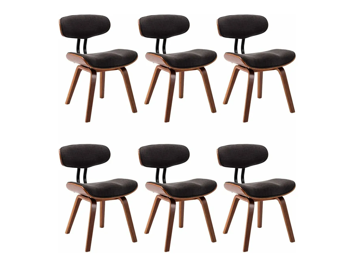 Sillas de comedor 6 unidades madera curvada gris y tela