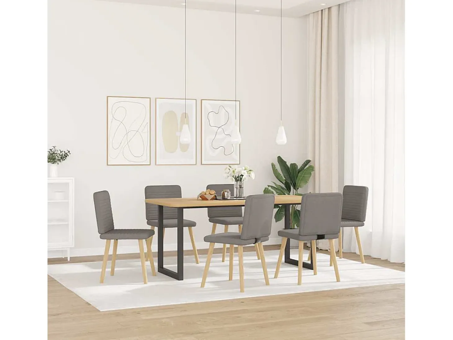 Sillas de comedor 6 unidades de tela gris taupe