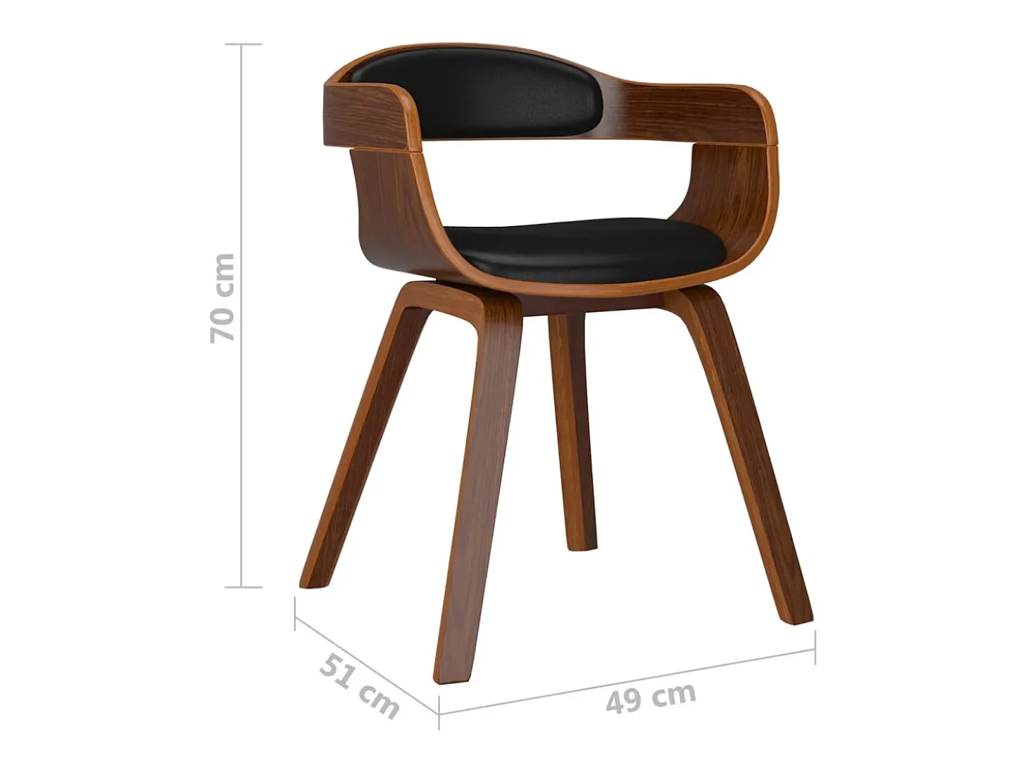 Sillas de comedor 4 unidades cuero sintético y madera curvada negro