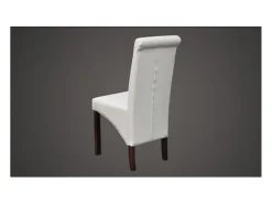 Sillas de comedor 2 unidades cuero sintético blanco