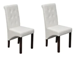 Sillas de comedor 2 unidades cuero sintético blanco