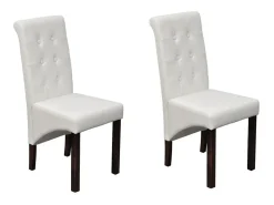 Sillas de comedor 2 unidades cuero sintético blanco