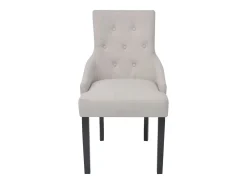Sillas de comedor 2 unidades tela gris crema