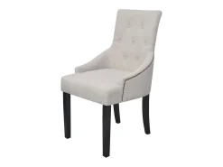 Sillas de comedor 2 unidades tela gris crema