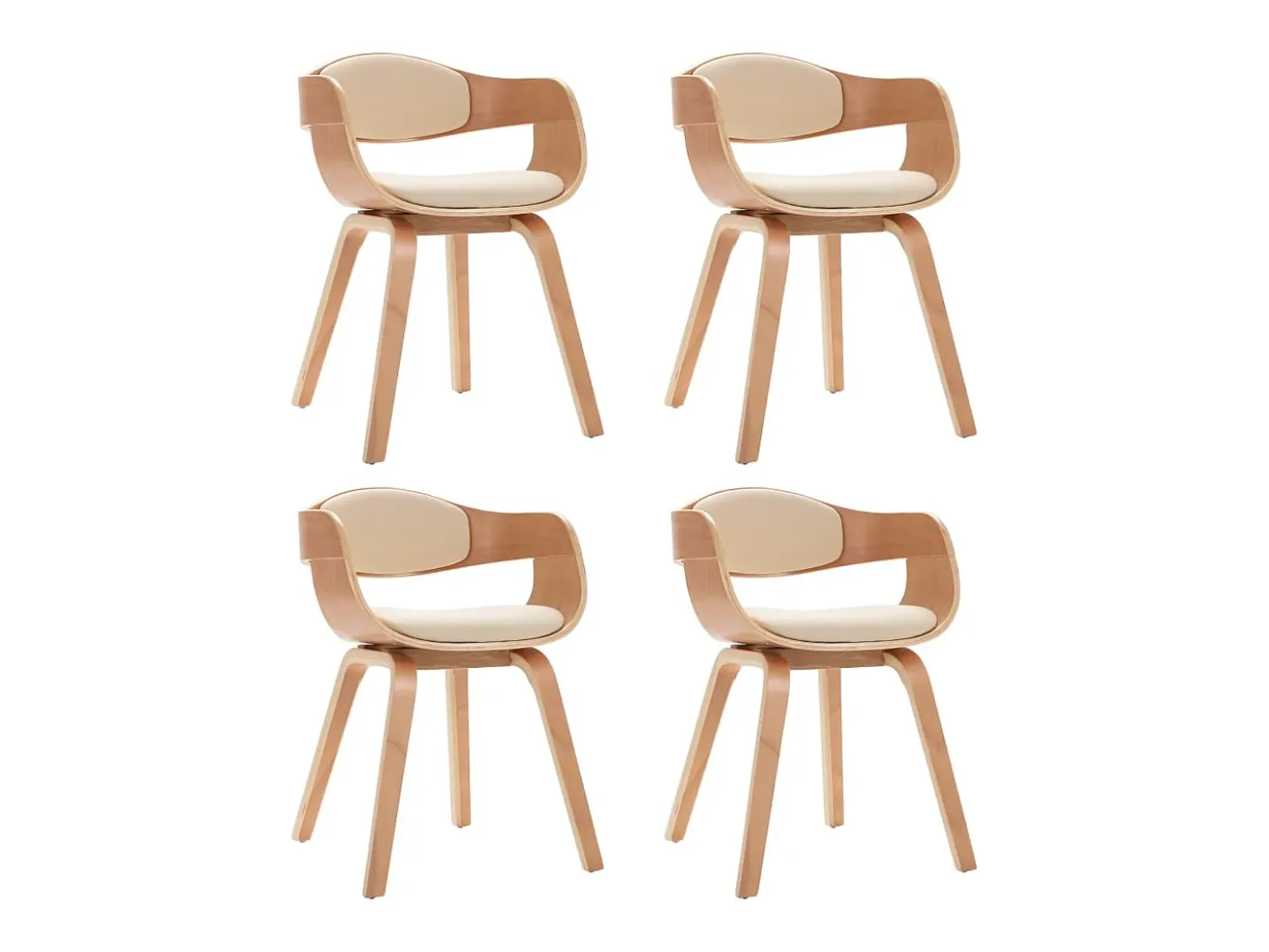 Sillas de comedor 4 unidades madera curvada y cuero sintético