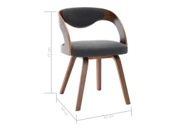 Sillas de comedor 4 unidades madera curvada y tela gris oscuro