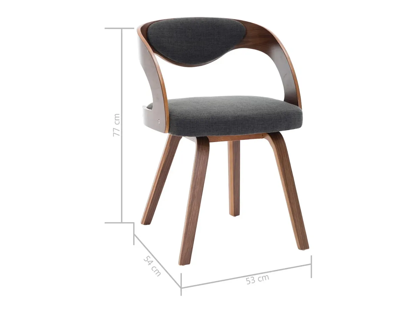 Sillas de comedor 4 unidades madera curvada y tela gris oscuro