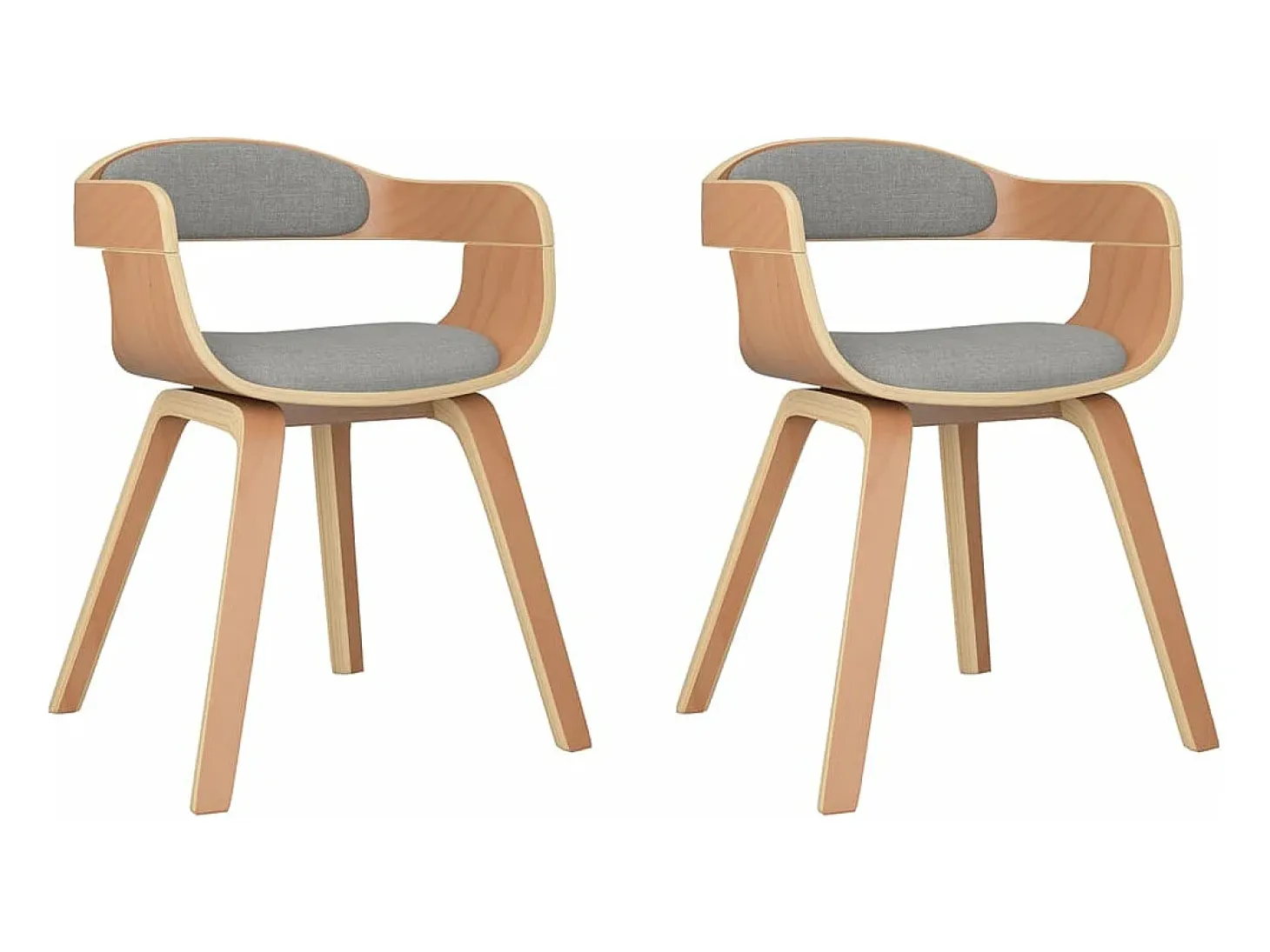 Sillas de comedor 2 unidades madera curvada y tela gris taupé