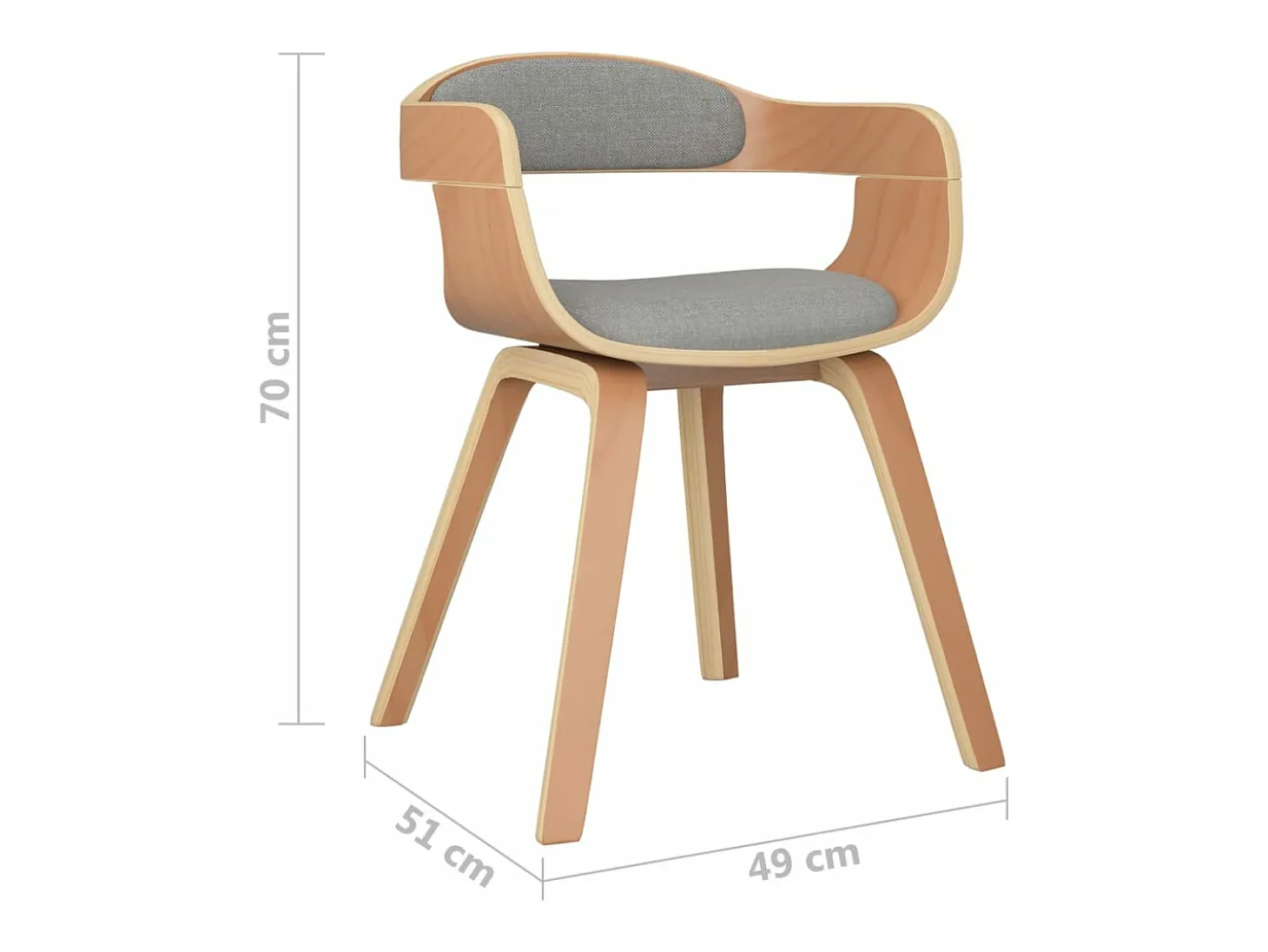 Sillas de comedor 2 unidades madera curvada y tela gris taupé