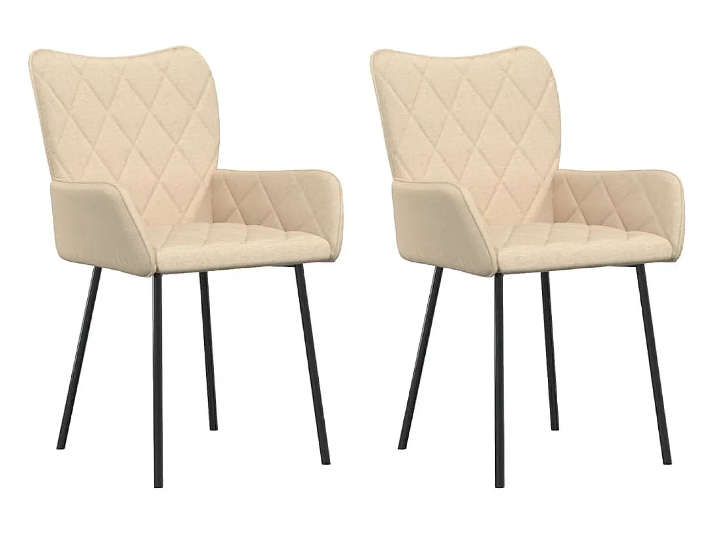 Sillas de comedor 2 unidades tela color crema