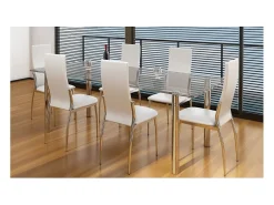 Sillas de comedor 6 unidades cuero sintético blanco