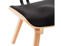 Sillas de comedor 2 unidades madera curvada y cuero sintético negro