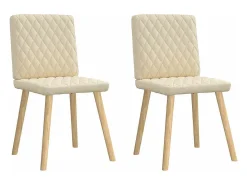 Sillas de comedor 2 unidades tela color crema