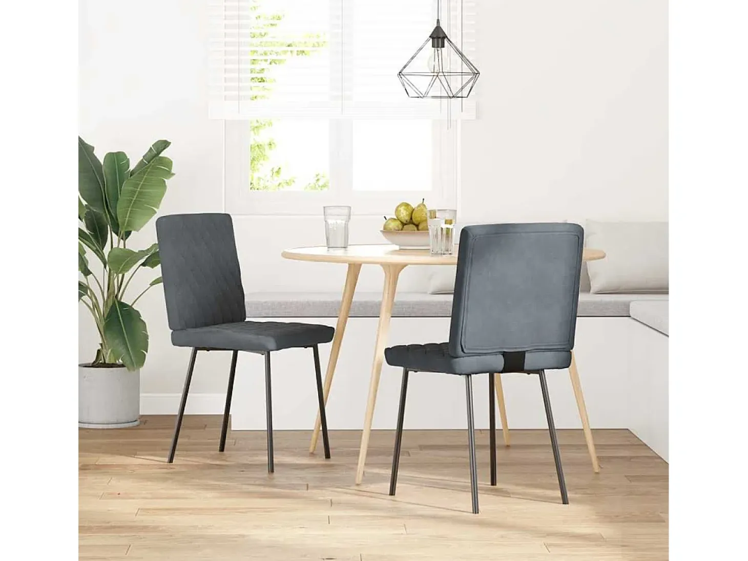 Sillas de comedor 2 unidades terciopelo gris oscuro