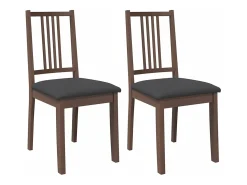 Sillas de comedor con cojines 2 unidades madera maciza marrón caucho